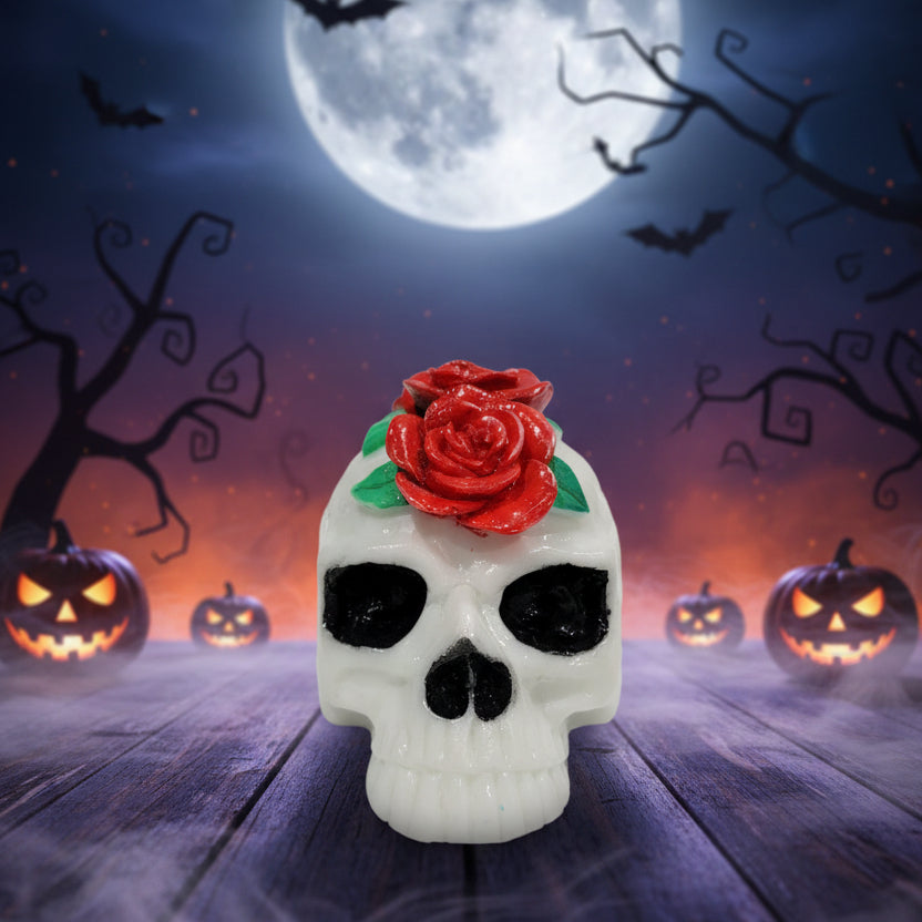 Skull with Roses Figurine