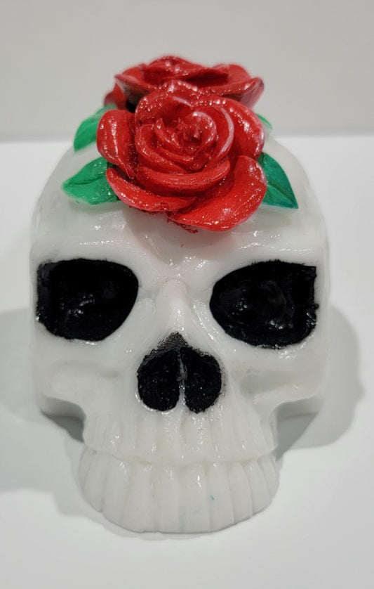 Skull with Roses Figurine