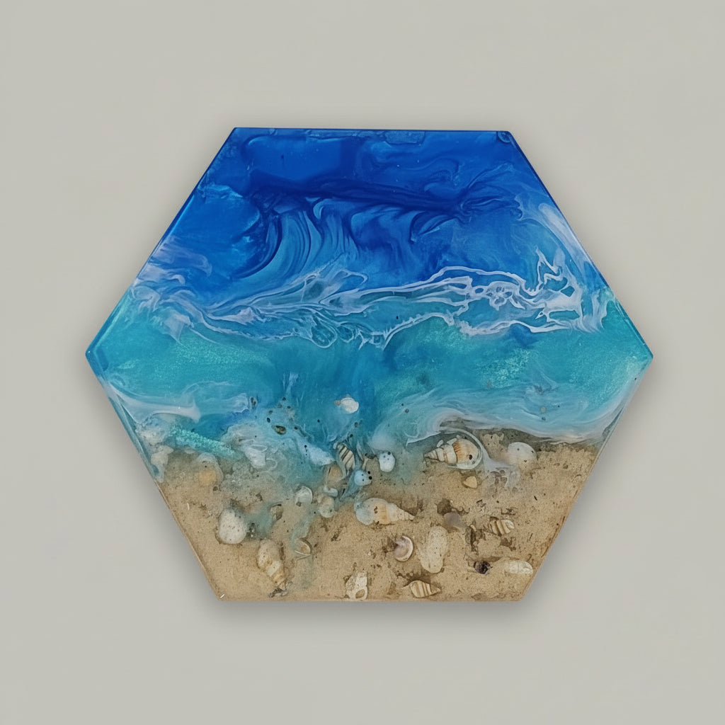 Coastal Octagon Resin Seascape Sculpture