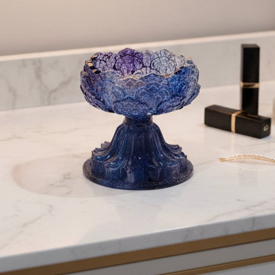 Handcrafted Purple/Blue Goblet‑Style Trinket Dish