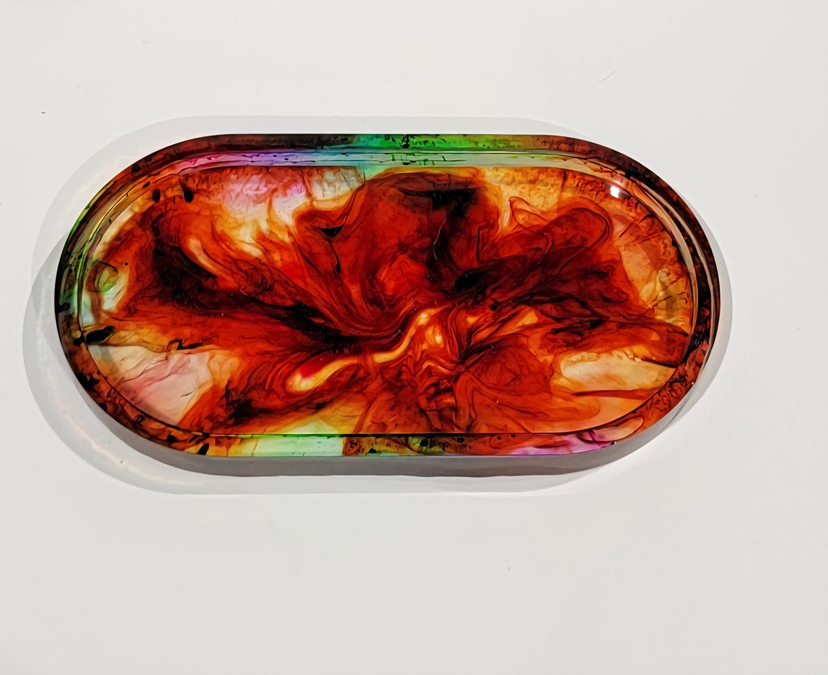 Bold Rainbow Oval Trinket Tray