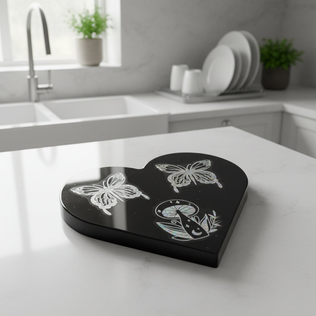 Charming Black Heart Countertop Trivet