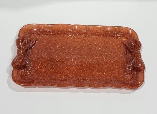 Brown with glitter Bow Tray
