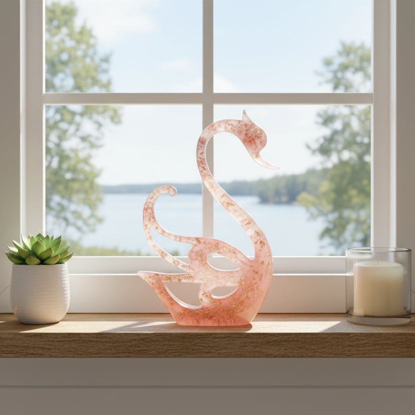 Graceful Pink Swan Figurine