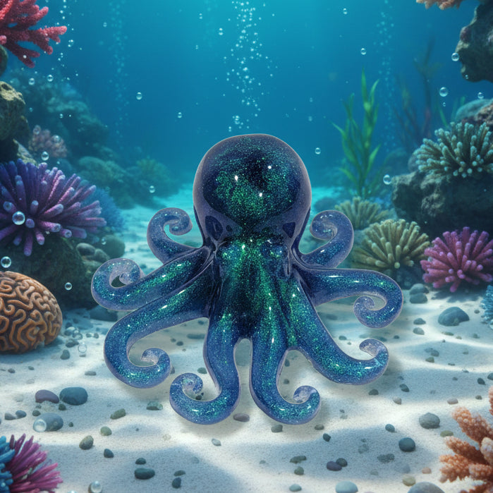 Handcrafted Blue Octopus Figurine