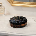 Glossy Black Resin Shell Dish with Colorful Accents