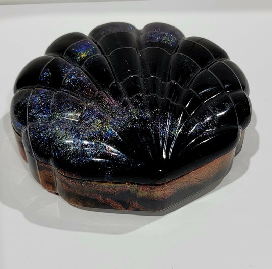 Black Multicolor Shell dish with lid