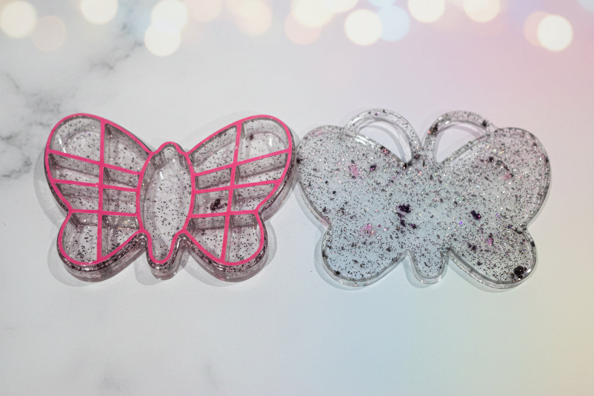 Butterfly‑Shaped Jewelry Dish – Clear & Pink