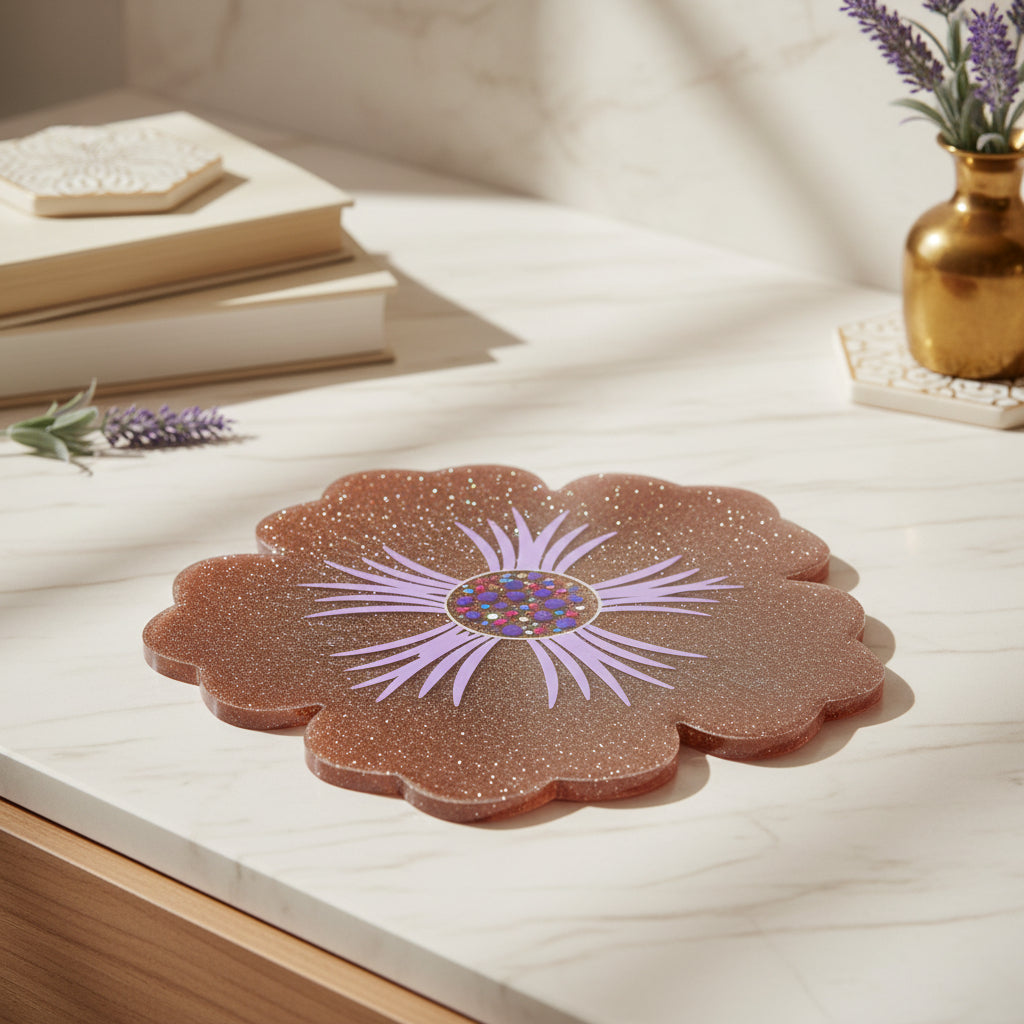 Handcrafted Floral Tray – Decorative Display & Serving Accent
