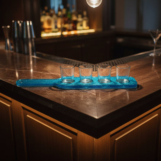 Handcrafted Blue Resin Shot Glass Holder
