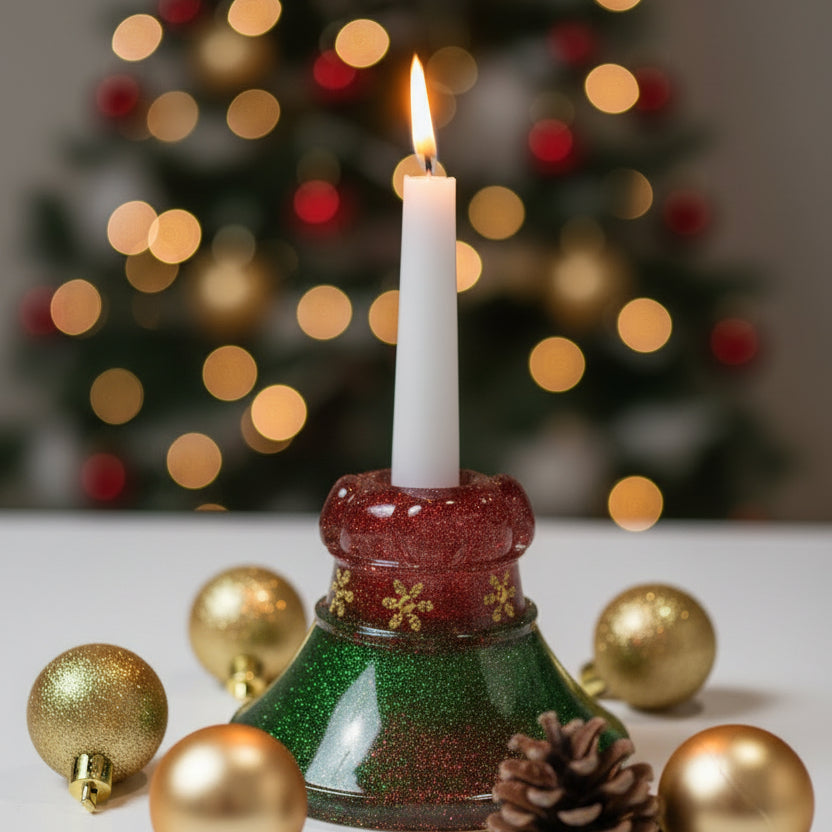 Red and Green Tapered Candle Holder