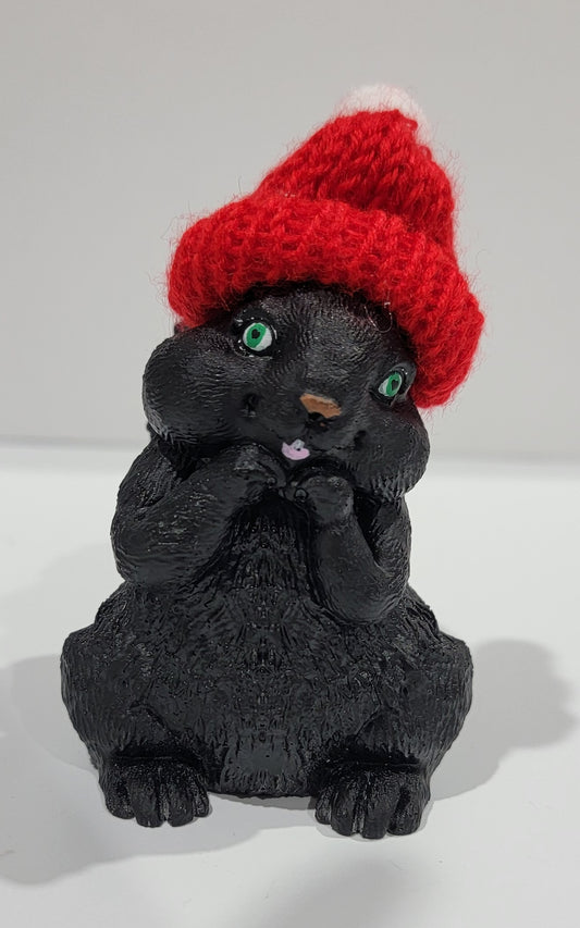 Black Squirrel with Santa Hat