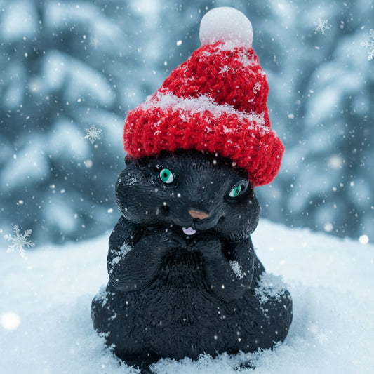 Black Squirrel with Santa Hat