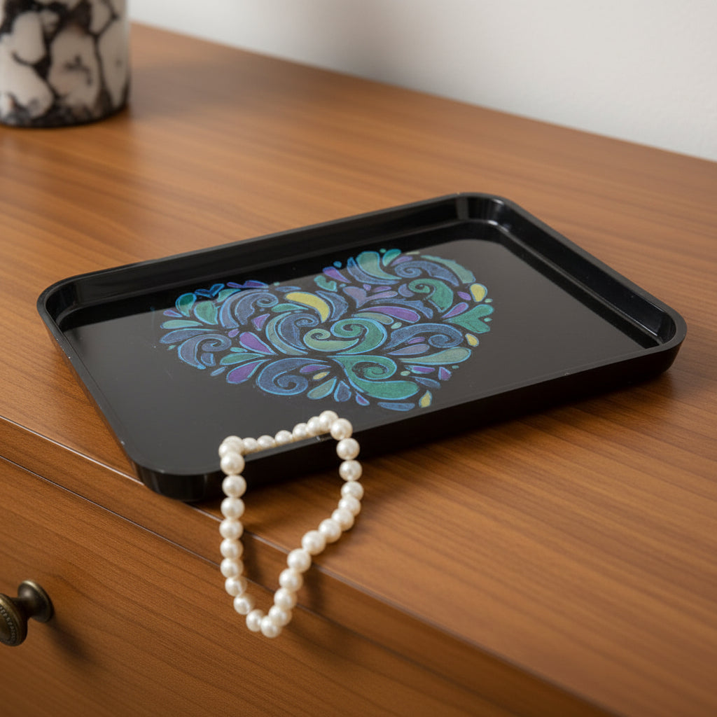 Black Tray with Heart