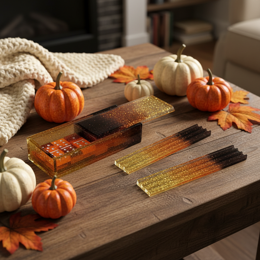 Domino's Orange with Glitter Box and Trays