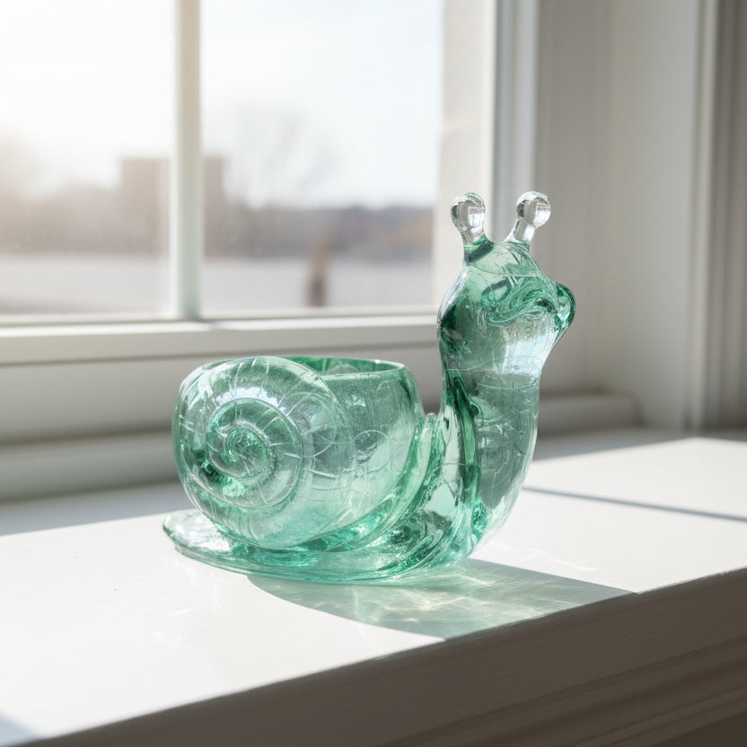 Adorable Green Snail Planter for Small Plants