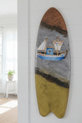 Coastal Ship Surfboard Wall Hanging