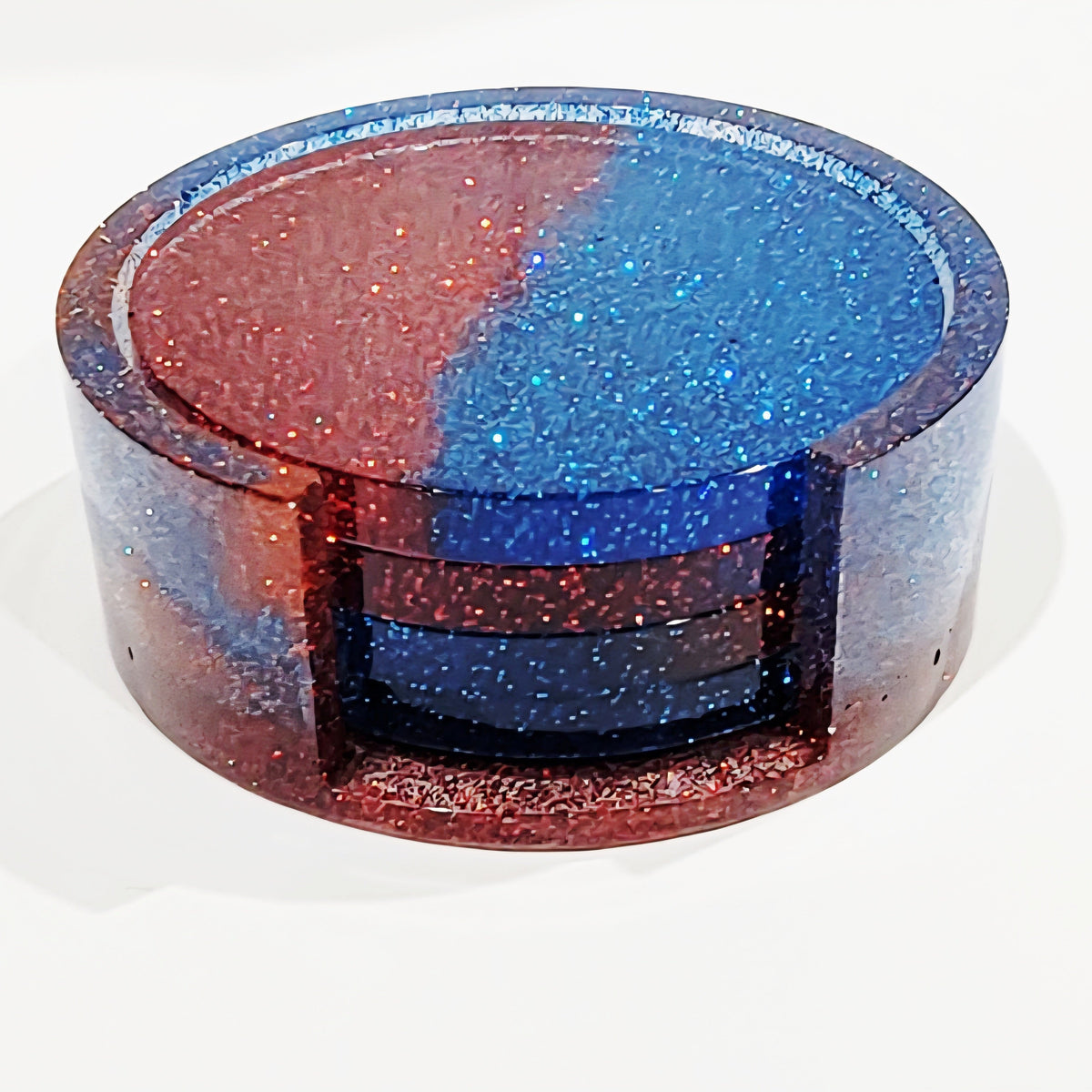 Red and Blue Coaster Set w/Holder
