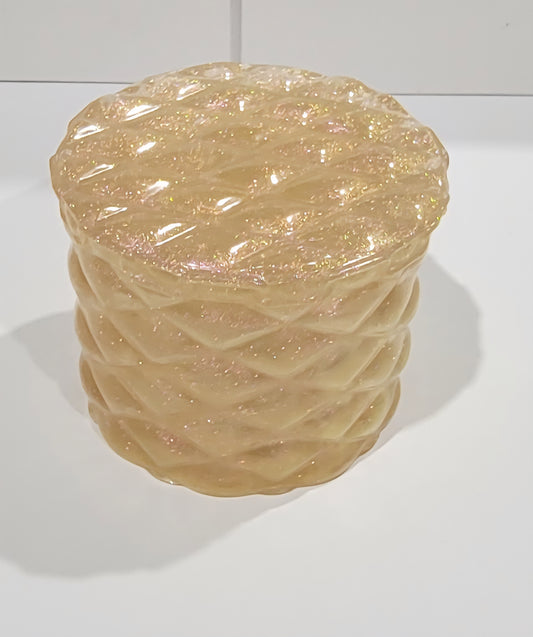 Beige and Pink Holographic Jar w/Lid