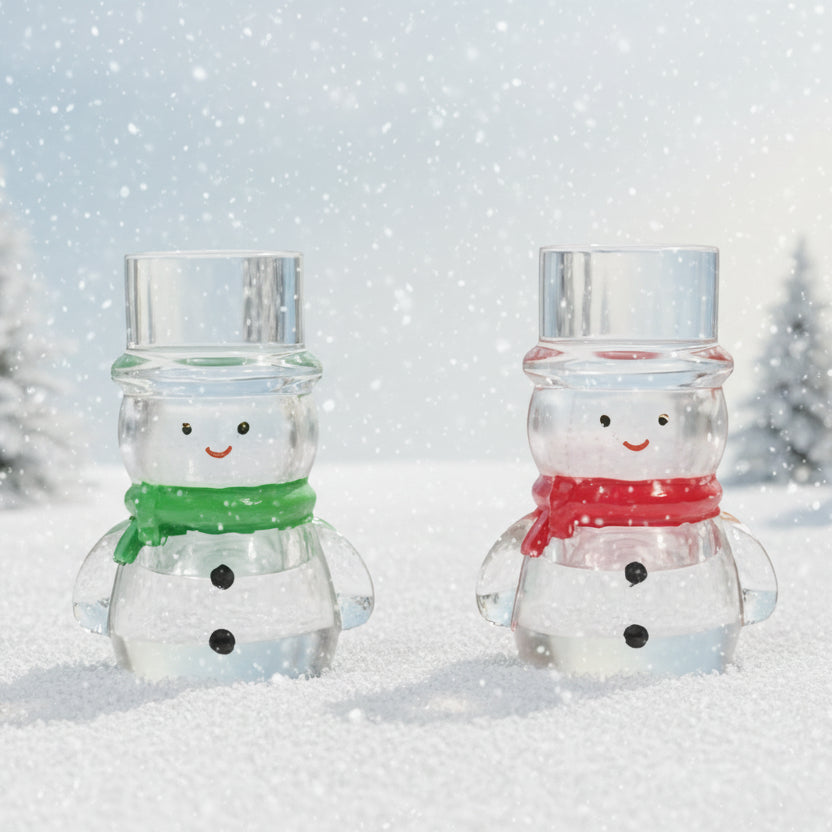 Red and Green Frosty Candle Stick Holder