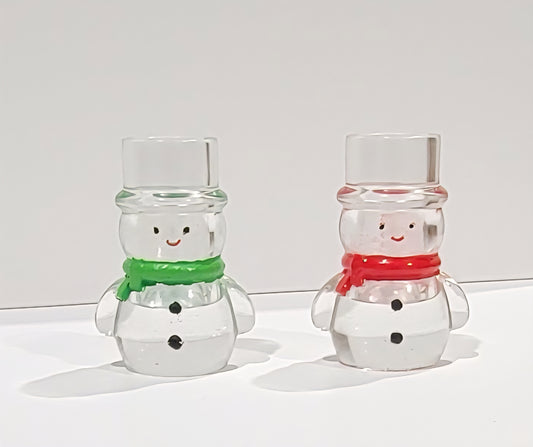 Red and Green Frosty Candle Stick Holder