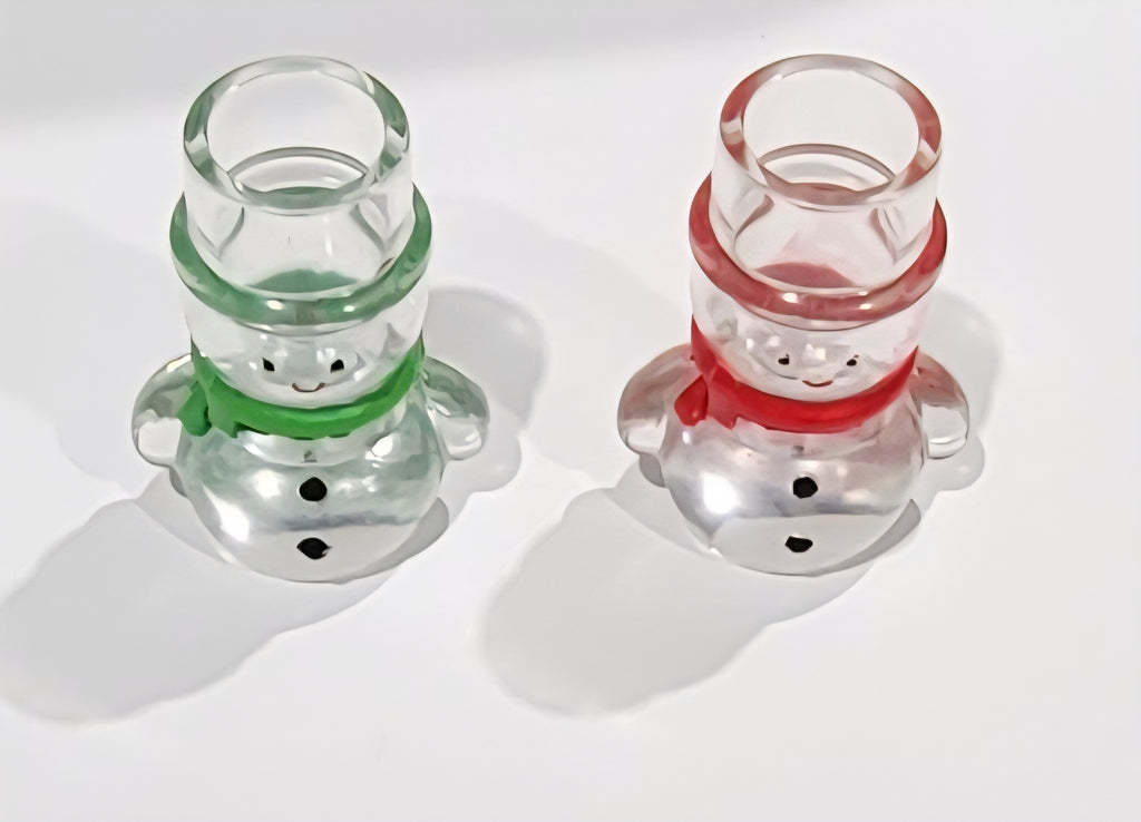 Red and Green Frosty Candle Stick Holder