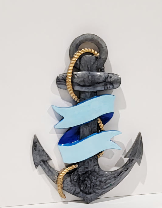 Anchor w/ Blue Ribbon Wall Hanging