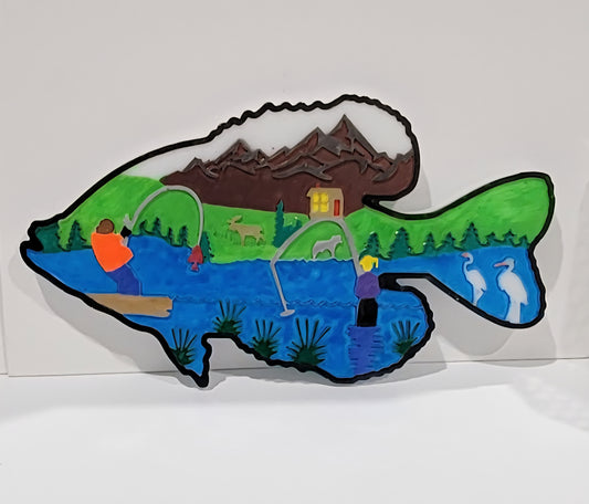 Fish w/painted picture Wall Hanging