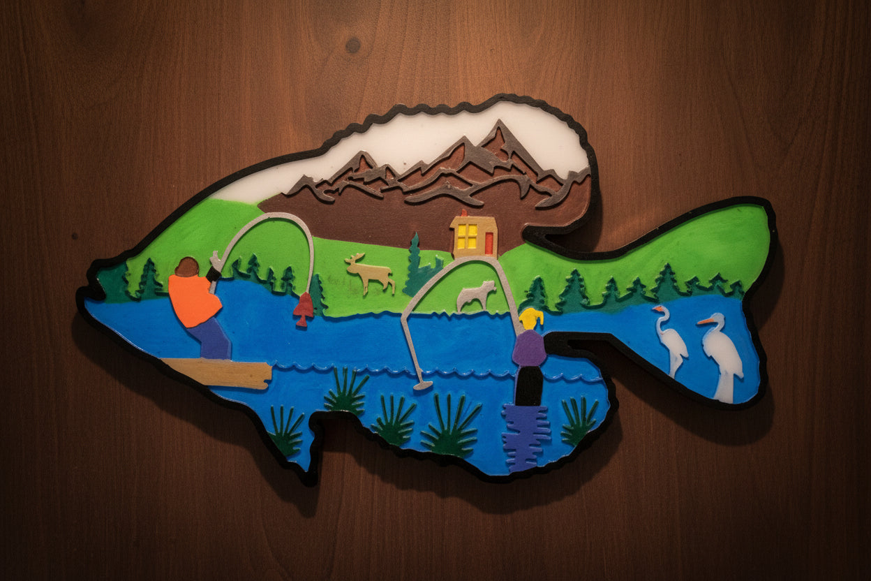 Hand‑Painted Fish Wall Hanging – Nature Scene Décor