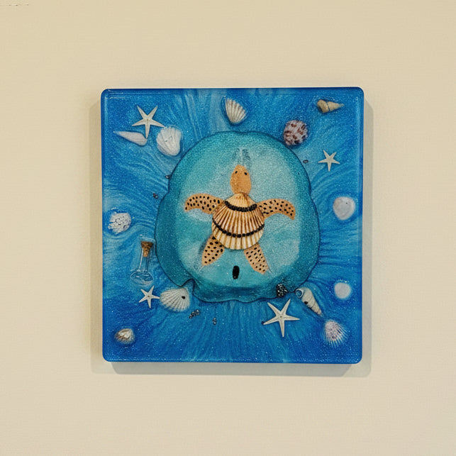 Coastal Turtle Wall Hanging – Handcrafted Resin Marine Decor