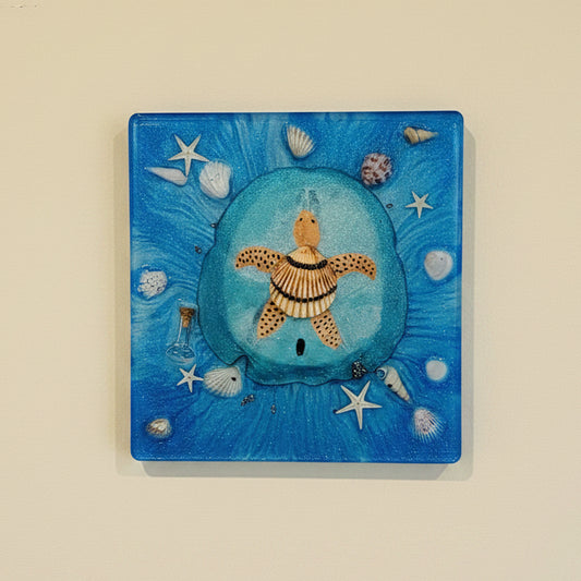 Coastal Turtle Wall Hanging – Handcrafted Resin Marine Decor