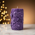 Scented Purple Sunflower Pillar Candle