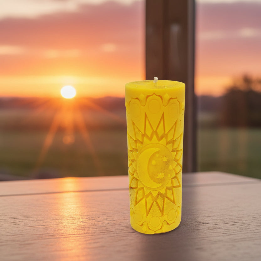 Scented Yellow Sun Pillar Candle