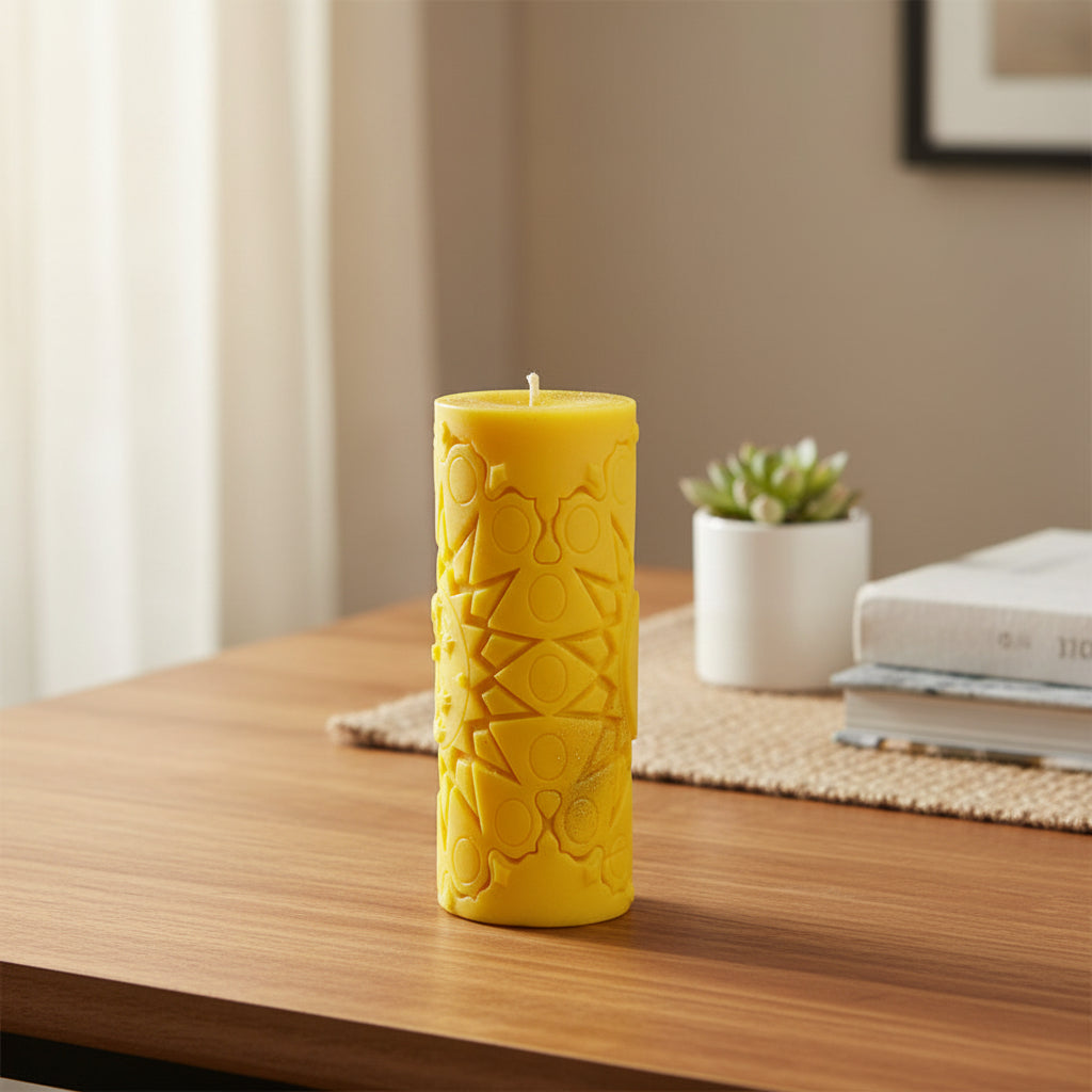 Scented Yellow Sun Pillar Candle