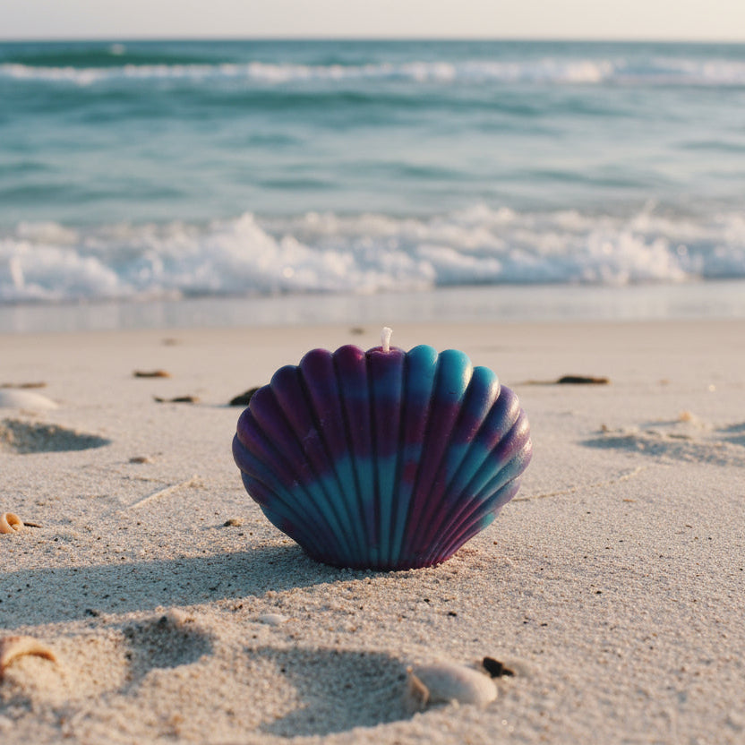 Blue and Purple Shell Candle