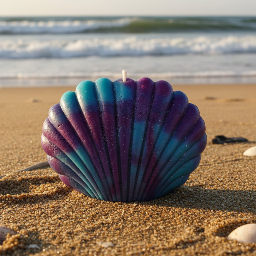 Blue and Purple Shell Candle