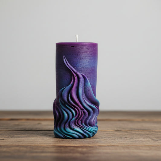 Blue and Purple Scented Pillar Candle