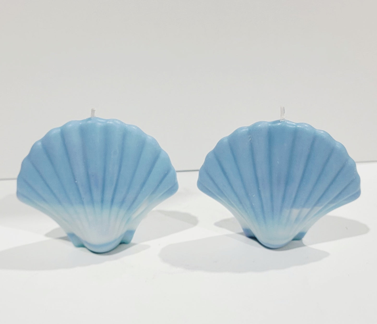 Blue and White Shell Candle Set
