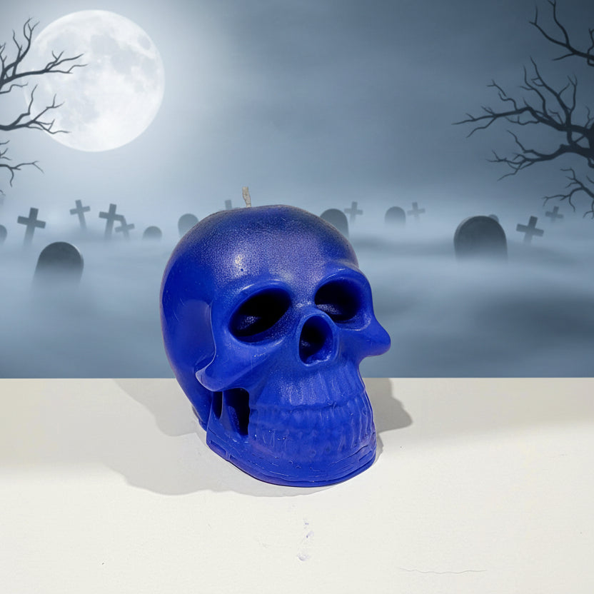 Blueish Purple Skull Candle