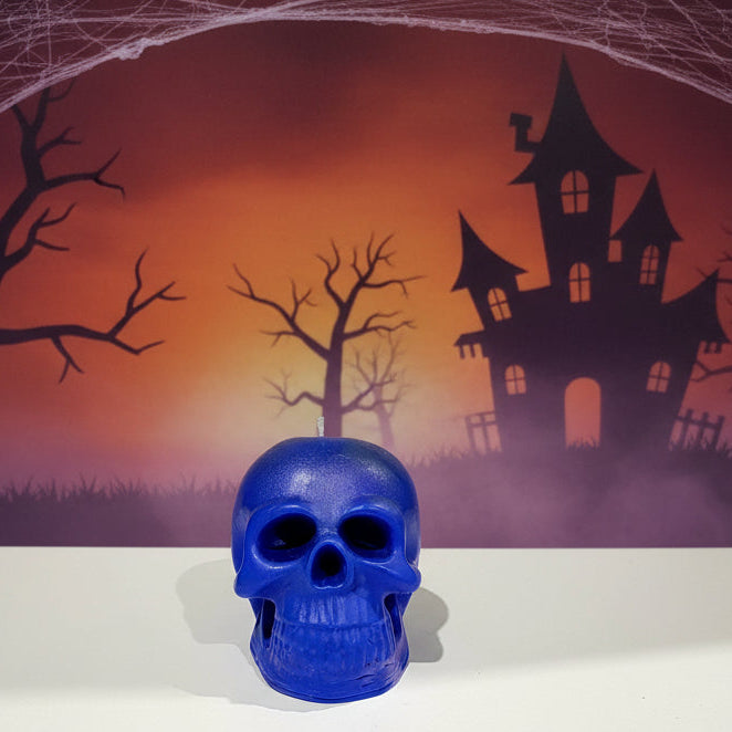 Blueish Purple Skull Candle