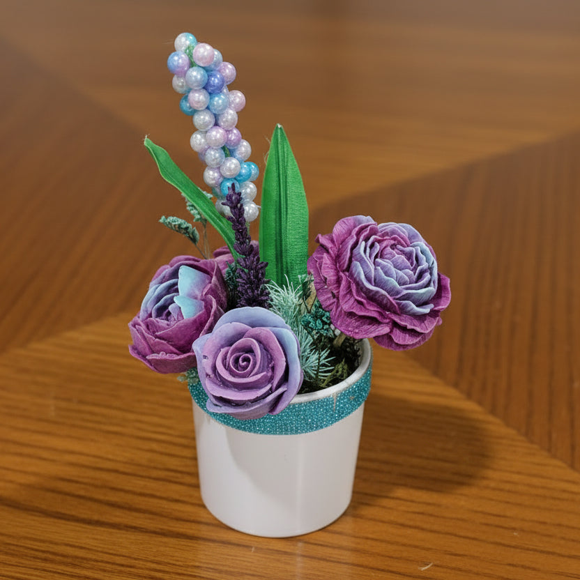 Violet & Azure Floral Wax Melt Arrangement