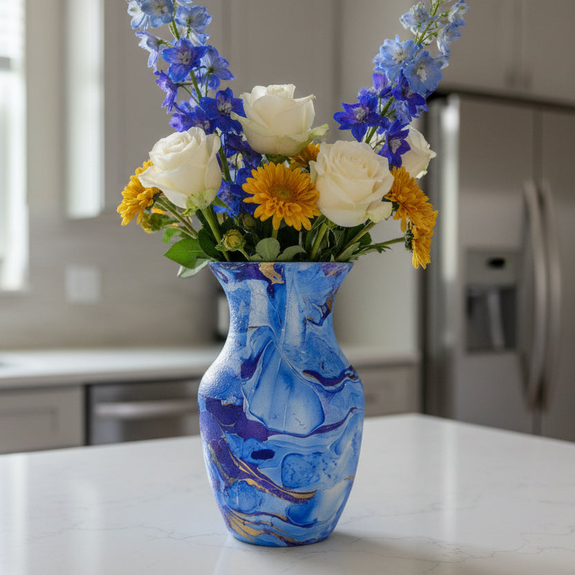 Elegant Blue‑Purple‑Gold Decorative Vase