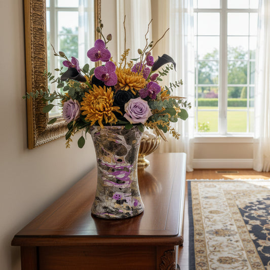 Contemporary Gold & Purple Accent Vase