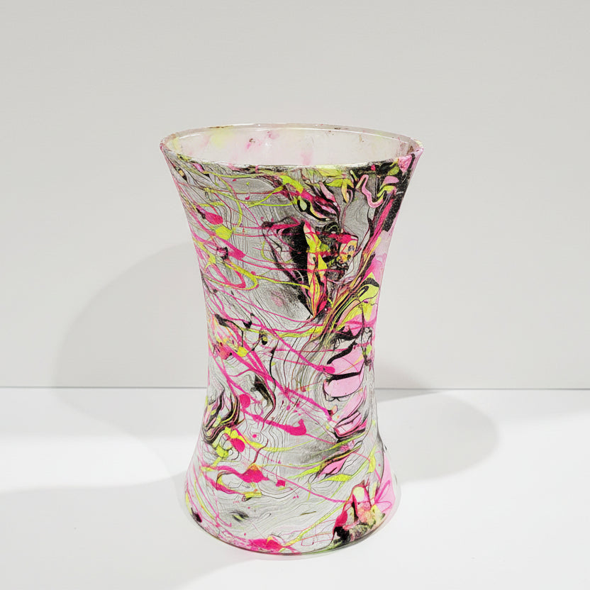 Multicolor Artistic Painted Glass Cylinder Vase