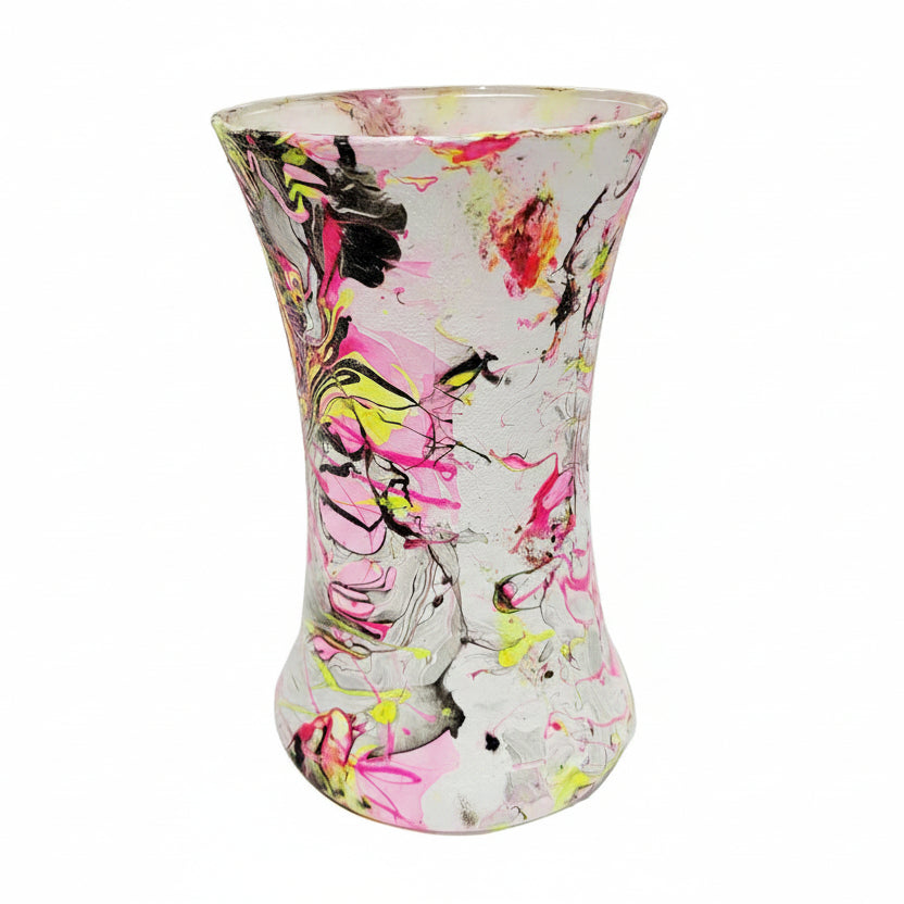 Multicolor Artistic Painted Glass Cylinder Vase