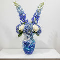 Large Blue & Purple Painted Glass Urn Vase