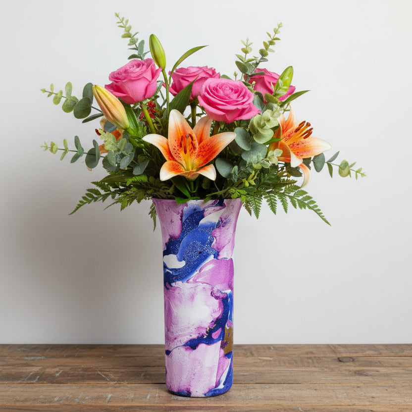 Contemporary Painted Glass Accent Vase