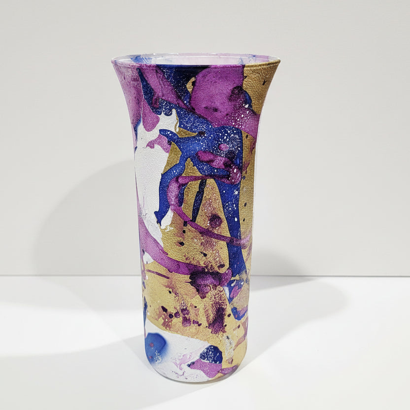 Contemporary Painted Glass Accent Vase
