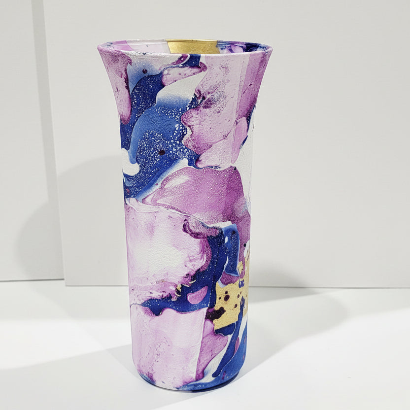 Contemporary Painted Glass Accent Vase