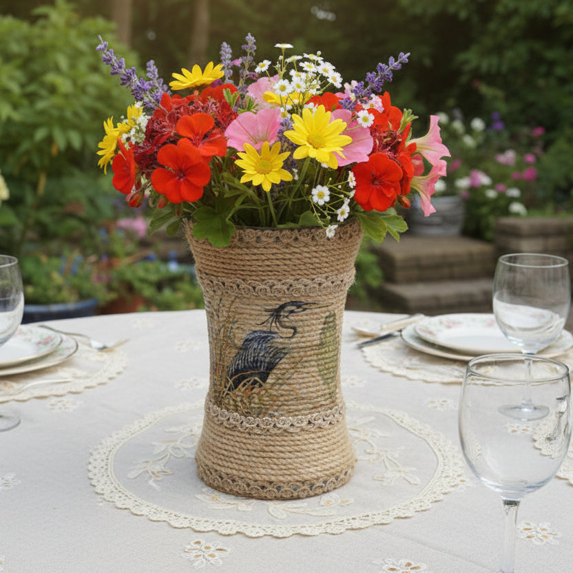 Handcrafted‑Style Jute Macramé Vase